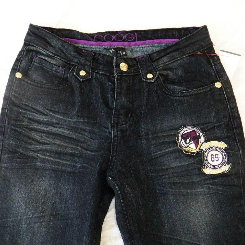 Coogi blue purple embroidery Applique jeans